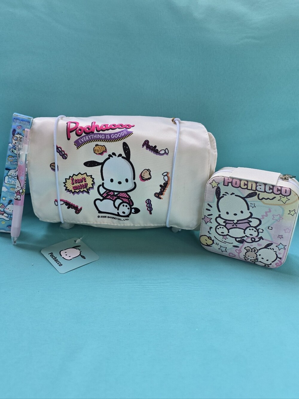 Pochacco Sanrio Travel Toiletries & Jewelry Cases With Bonus Pen
